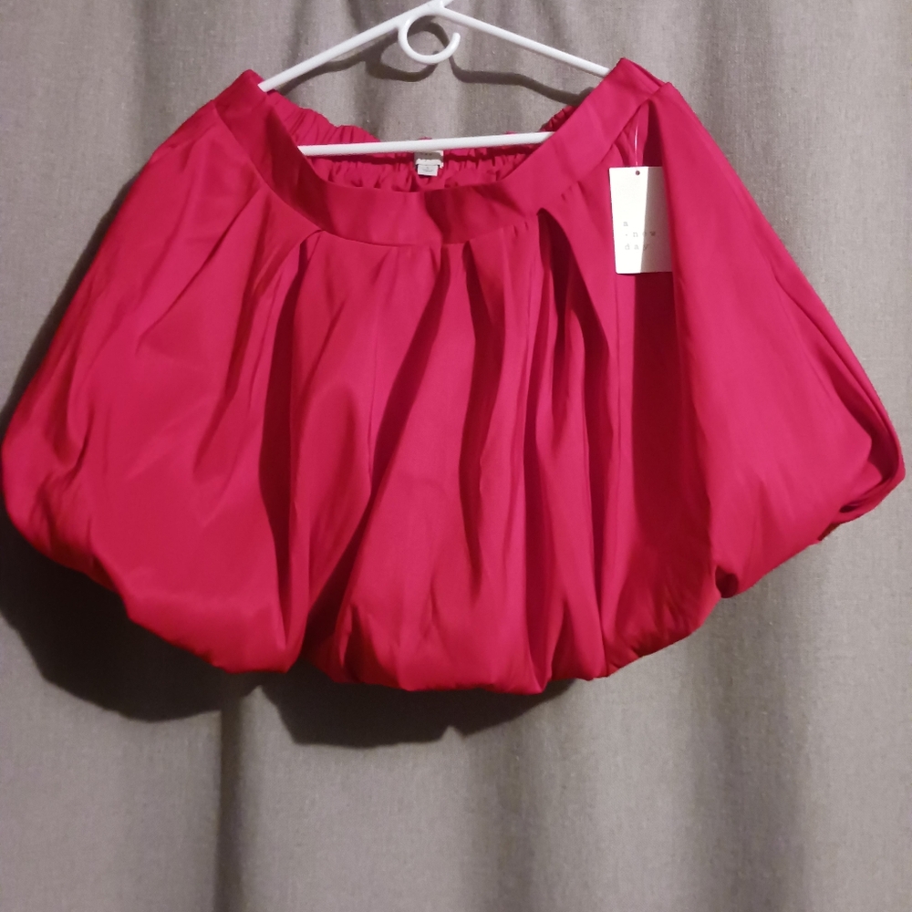Red Bubble Mini Skirt with Pleated Ruched Design(Target)